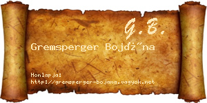 Gremsperger Bojána névjegykártya